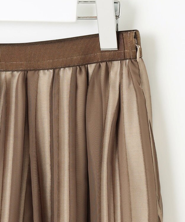 自由区 【XSサイズ～/洗える/セット可】オパールストライプ ランダムタックスカート キャメル系