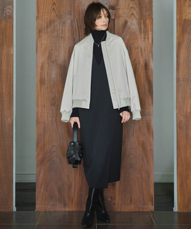 ICB 【洗える】 マットサテン MA-1ブルゾン トープ系