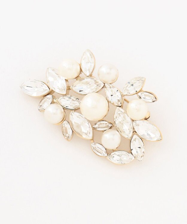 J.PRESS LADIES ビジューパール ブローチ ゴールド系