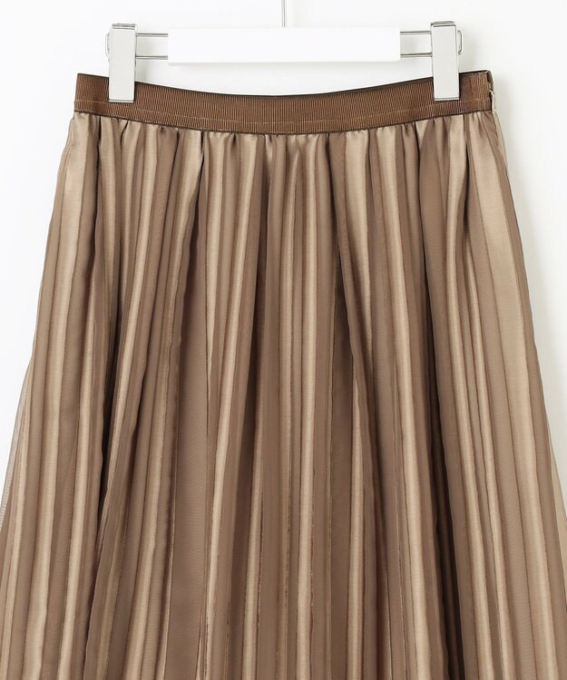 自由区 【XSサイズ～/洗える/セット可】オパールストライプ ランダムタックスカート キャメル系