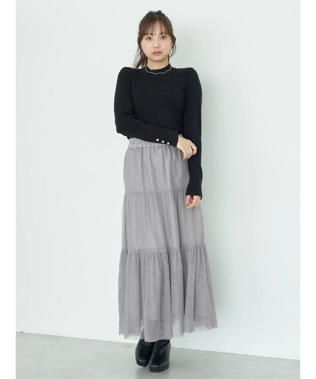 earth music&ecology ティアードチュールスカート Gray