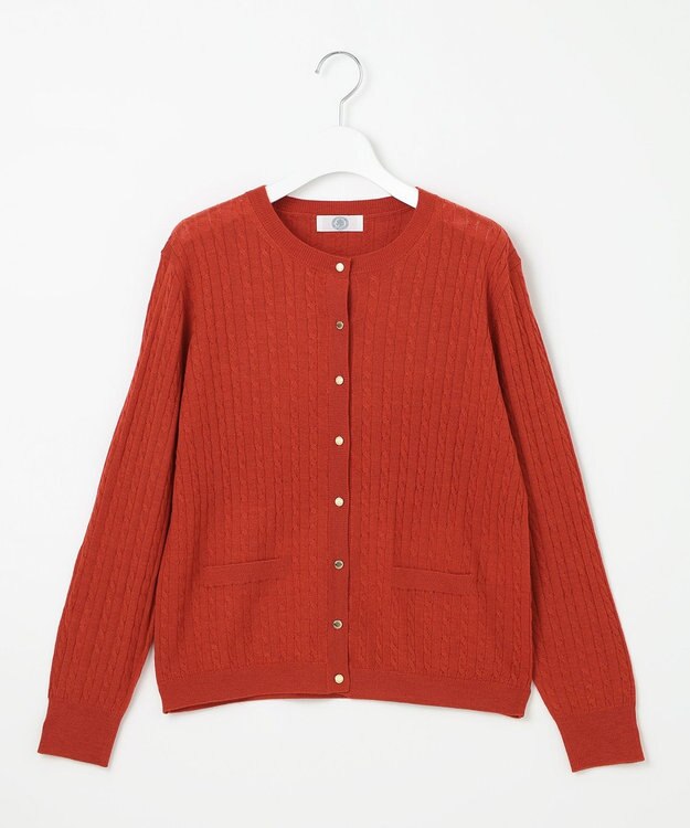 J.PRESS LADIES 【洗える】KNIT BASIC ミドル カーディガン オレンジ系