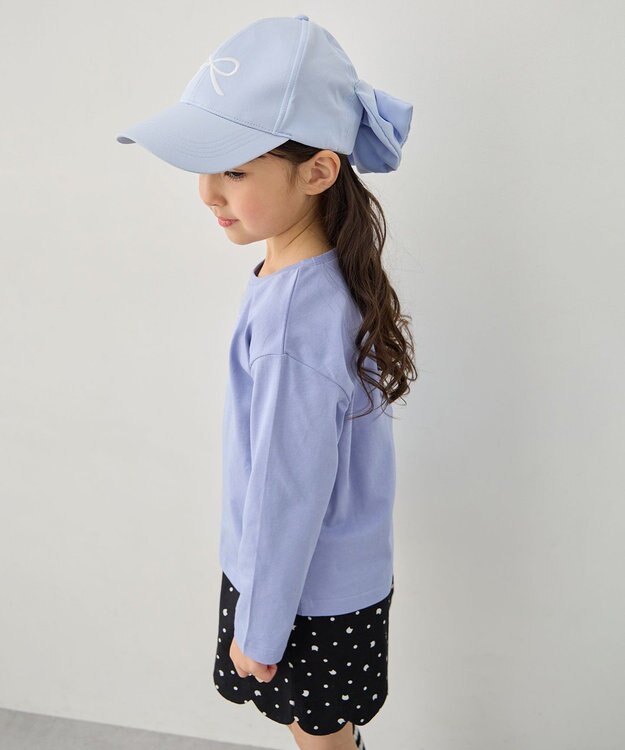 ANY KIDS 【日よけ付き】2WAYリボン刺繍キャップ サックスブルー