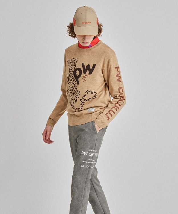 PW CIRCULUS 【MEN】LEOPARD ジャガードニット ベージュ系