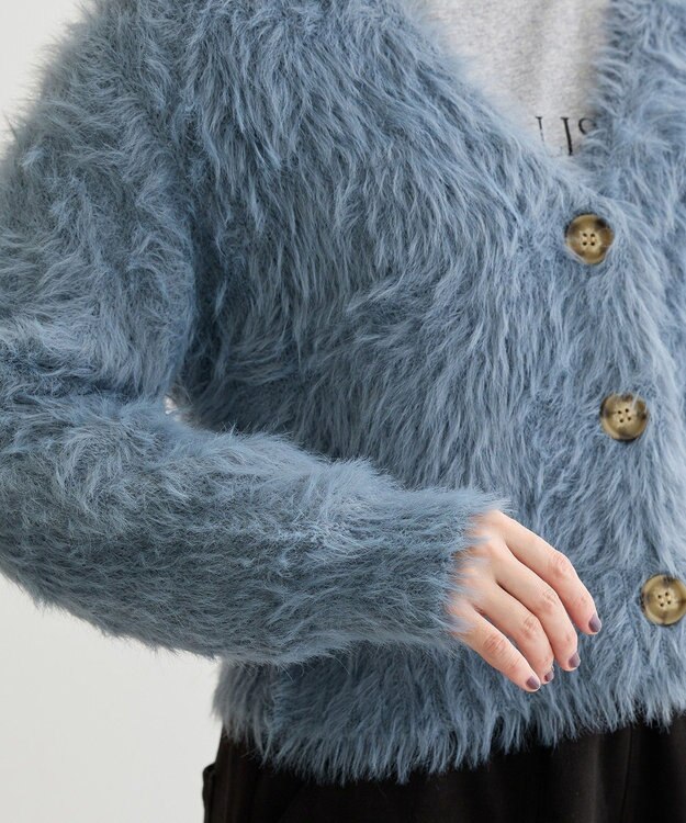 Green Parks ・Ｐｅｔｉｔ　Ｆｌｅｕｒ　シャギーニットカーディガン Sax