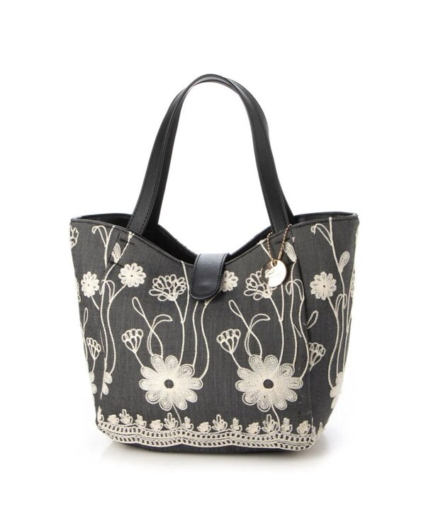 UNBILLION cachecache 花刺繍トートバッグM グレー