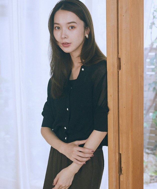 earth music&ecology 【接触冷感】シアードルマンカーディガン Black