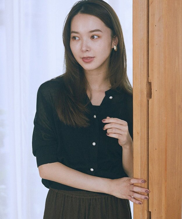 earth music&ecology 【接触冷感】シアードルマンカーディガン Black