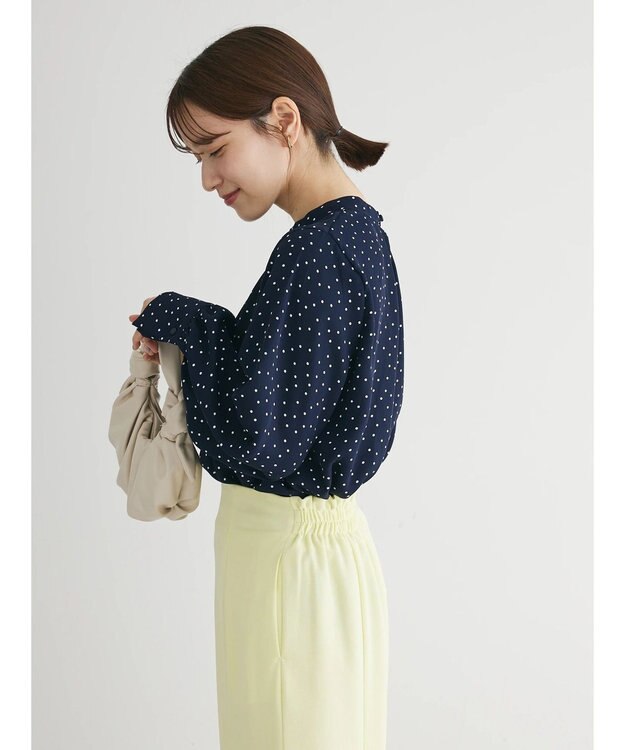 Green Parks ２ｗａｙ　ボウタイアソートブラウス Dot Navy
