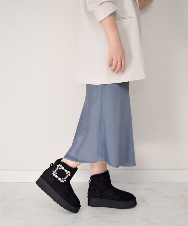 Bridget Birkin 【Bridget Birkin】バックルビジュームートンブーツ ブラックスウェード