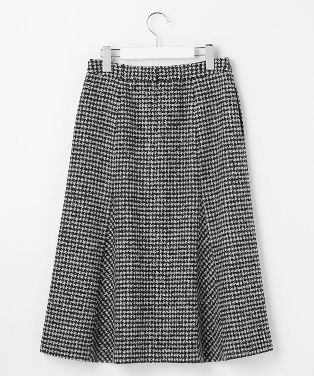 J.PRESS LADIES ウールシルク ハウンドトゥース フレア スカート モノトーン系