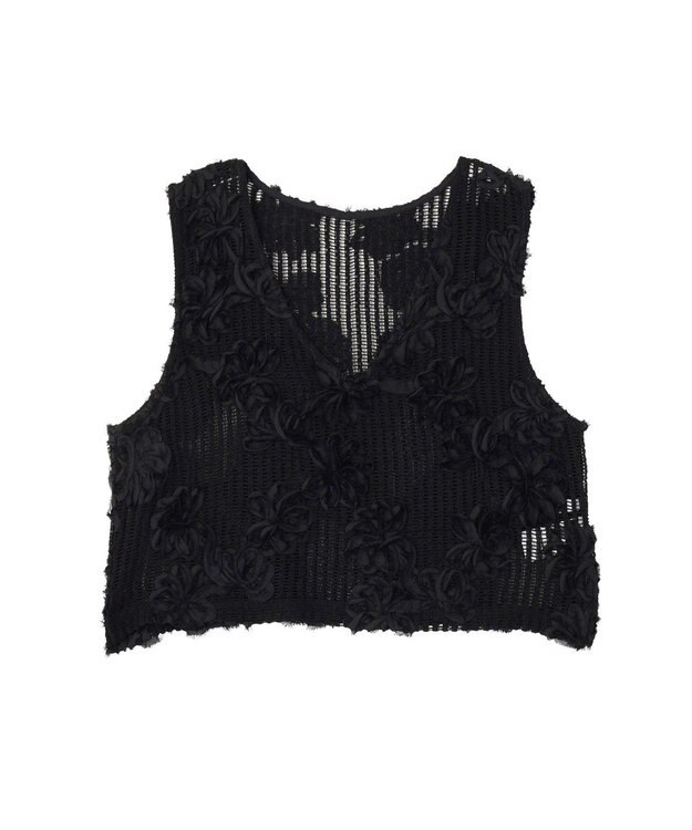 AMERICAN HOLIC 【選べる丈】Ｖネックレースベスト Black