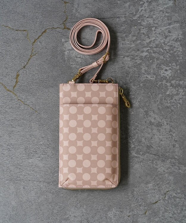 MIYABIYA La quoh with kirakaracho 南蛮七宝プリントレザー スマホポシェット 鴇色(ピンク)