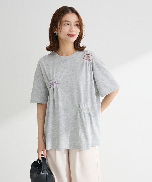 Green Parks ・ＳＵＧＡＲ　ＳＰＯＯＮ　ギャザーロゴ刺繍ＴＥＥ Gray Mixture