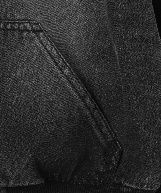 WEGO ヴィンテージウォッシュショートフードブルゾン ブラック