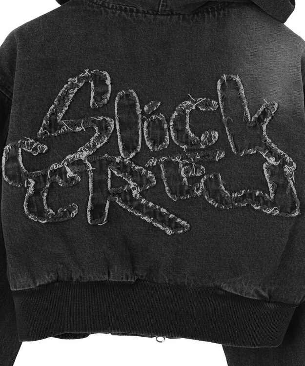 WEGO ヴィンテージウォッシュショートフードブルゾン ブラック