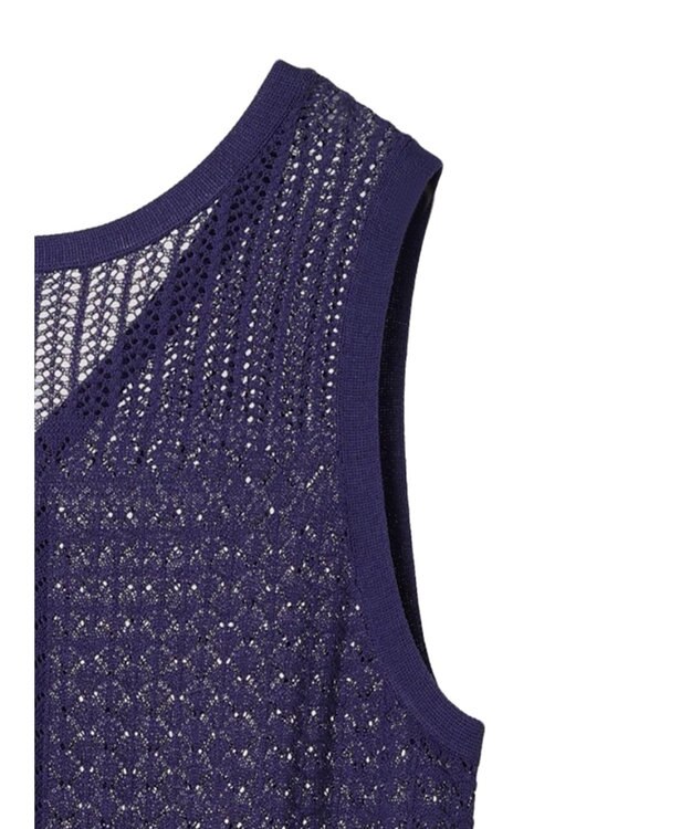 Green Parks すかし柄ロングベスト Blue