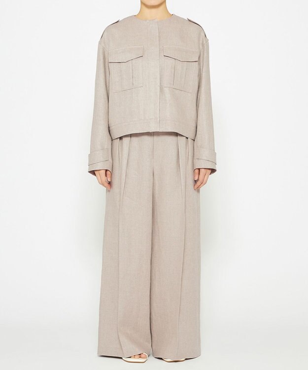 uncrave ヘリンボーン リネン ブルゾン（uncrave WHITE） フラックスA