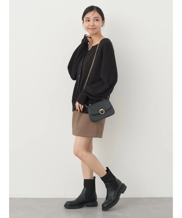 earth music&ecology ブークレーキーネックカーディガン Black