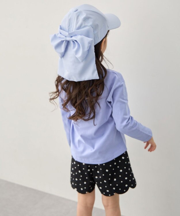ANY KIDS 【日よけ付き】2WAYリボン刺繍キャップ サックスブルー
