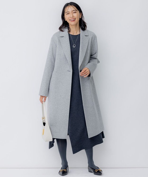 23区 【滝沢眞規子さん着用】ウールカシミヤビーバー チェスター コート ライトグレー系