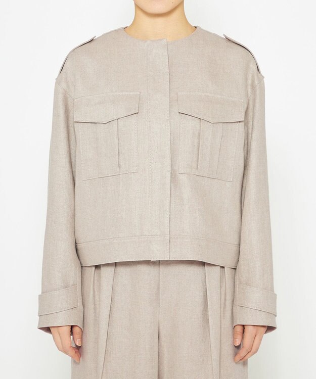 uncrave ヘリンボーン リネン ブルゾン（uncrave WHITE） フラックスA