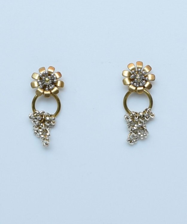 monshiro マーガレットピアス ゴールド×グレー