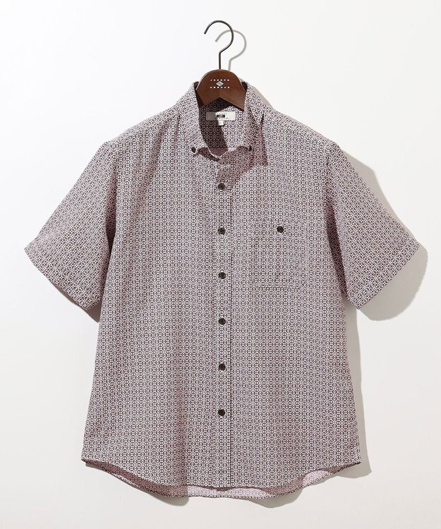 JOSEPH ABBOUD 【キングサイズ・サスティナブル】ジオメットリックパターン シャツ ワイン系5