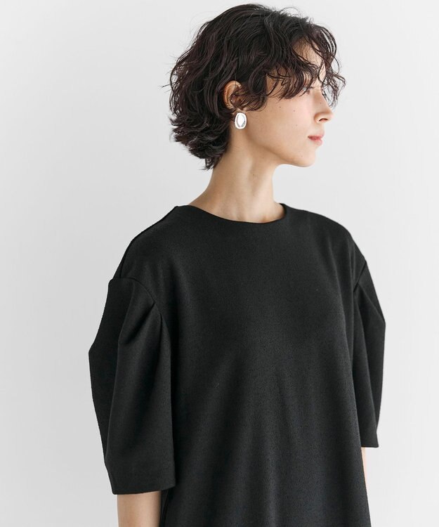 #Newans 【セレモニーにも/洗濯機可】パフスリーブロングワンピース​ ブラック