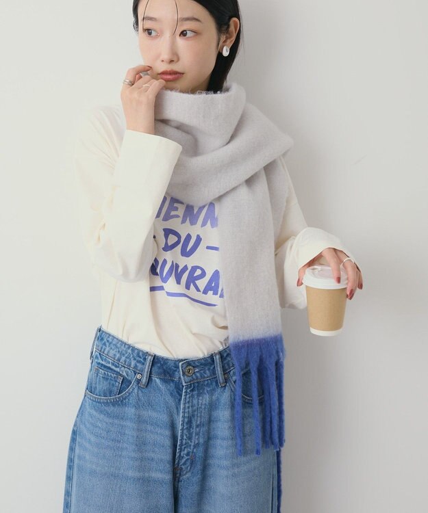 AMERICAN HOLIC バイカラーシャギーマフラー Gray