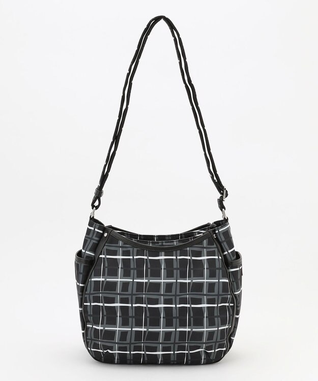 Y'SACCS ドローイングチェックショルダーバッグ ブラック