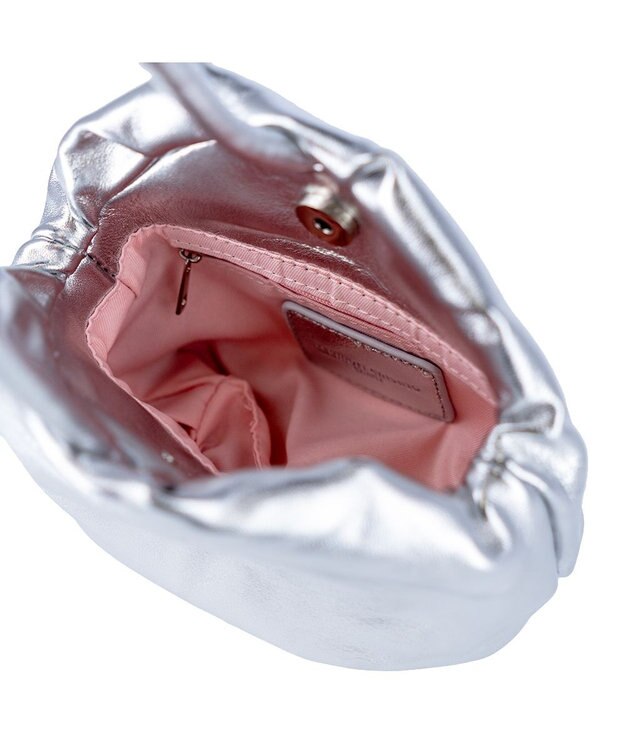 tsumori chisato CARRY ラムギャザー ワンハンドル 手提げ ハンドバッグ シルバー