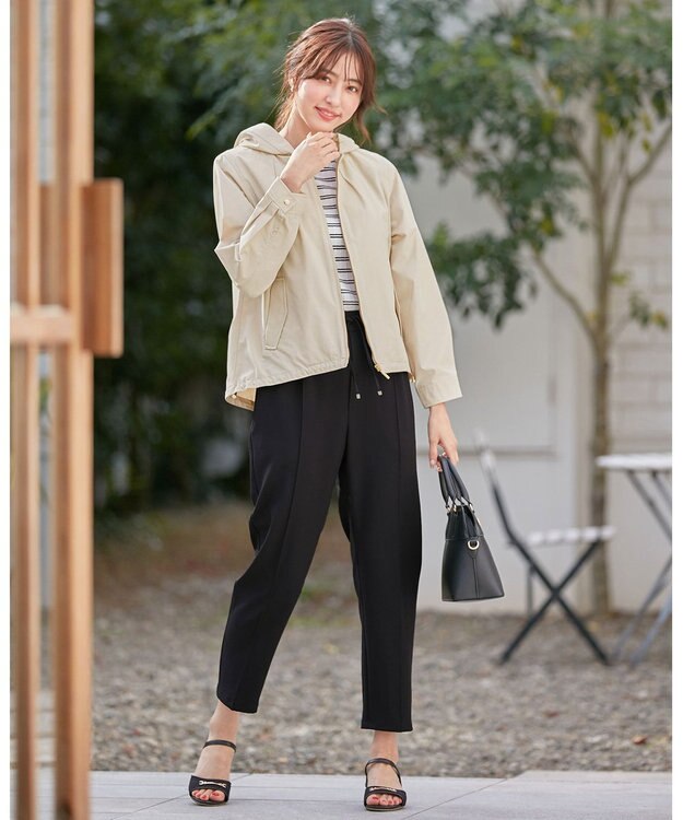 ANY SIS 【洗える】ミニケーブルジャカード プルオーバー オフ×ブラックボーダー