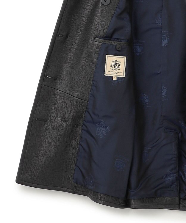 J.PRESS MEN ディアスキンレザーPコート ブラック系