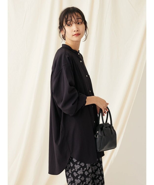 CRAFT STANDARD BOUTIQUE レーヨンデシンバンドカラーシャツ Black