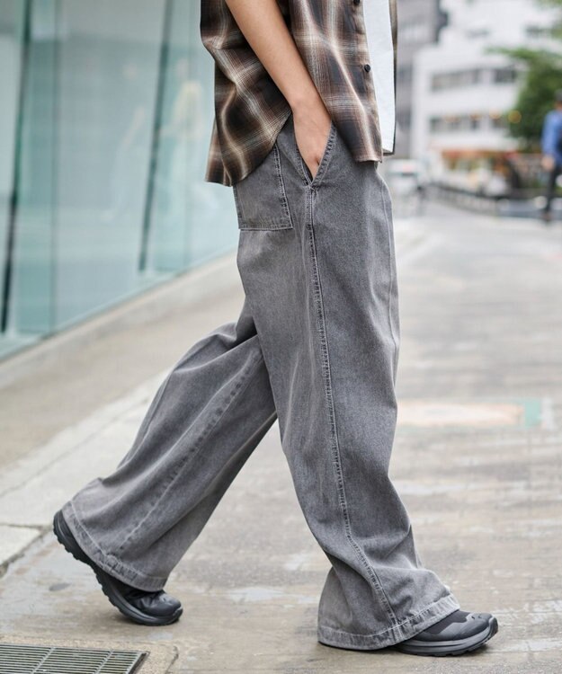 WEGO イージーバギーフレアデニムスラックス デニムブラック