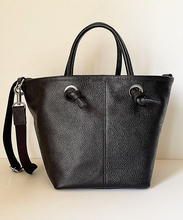 Hekhèr Le Style de Vie 【日本製 / 2WAY】シュリンクレザー ノットハンドバッグ ブラック