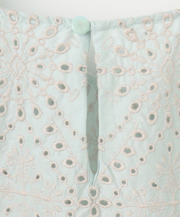 自由区 【カタログ掲載・洗える】エンブロイダリーローン ブラウス アクア×ベージュ