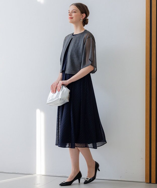 23区 L 【APPLAUDIR】グロッシーニット ボレロカーディガン ブラック系