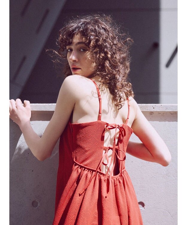 Green Parks バックデザインキャミワンピース Red