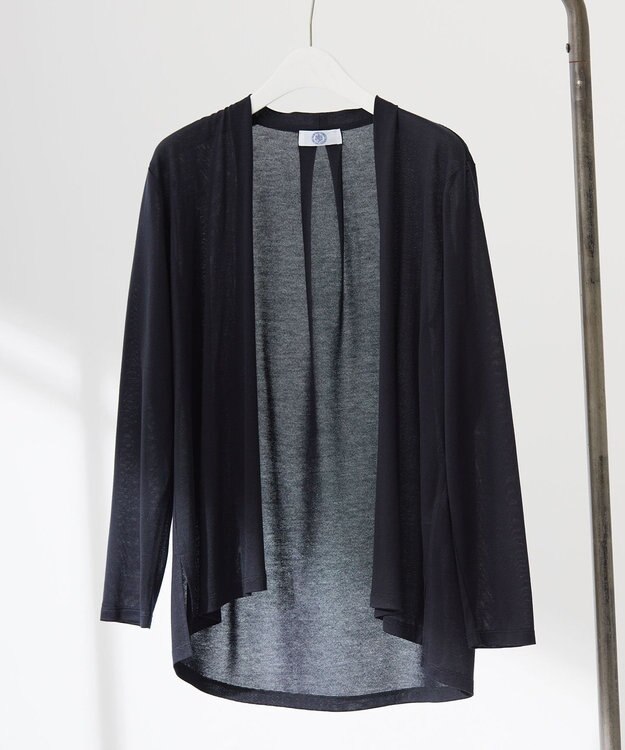 J.PRESS LADIES セルロースジャージー ミディ丈 カーディガン ネイビー系