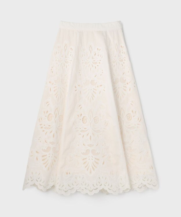 GRACE CONTINENTAL 刺繍スカラップスカート ホワイト