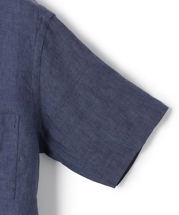 J.PRESS MEN オープンカラーリネンパッチシャツ ネイビー系