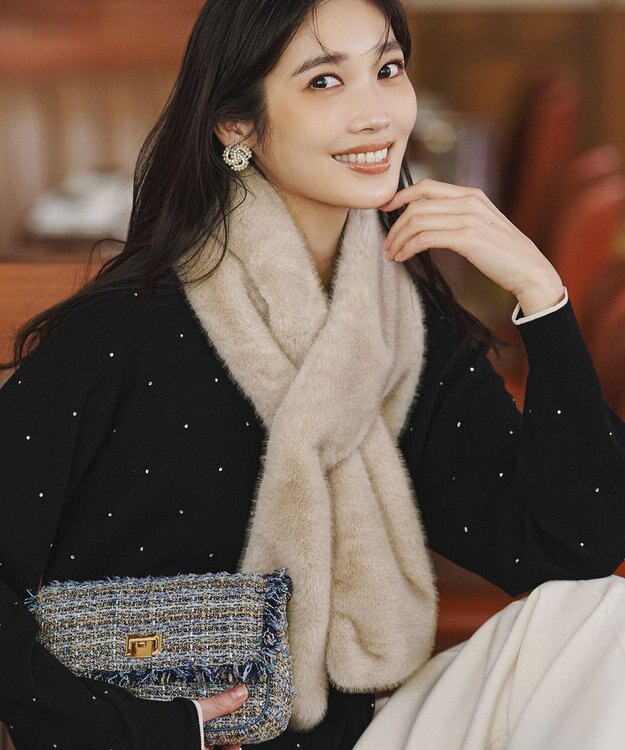 23区 フェイクファー ティペット ベージュ系