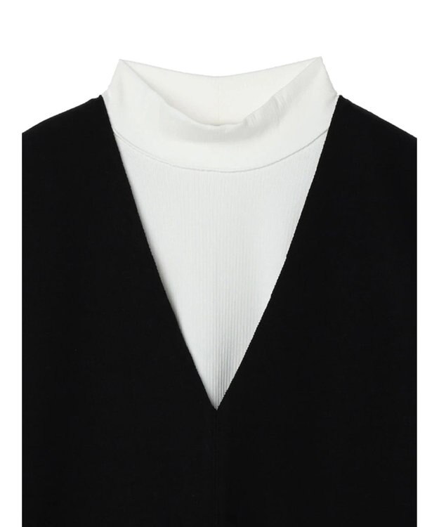 earth music&ecology ＳＥＴ２点圧縮風ポンチベスト＋リブタートル Black