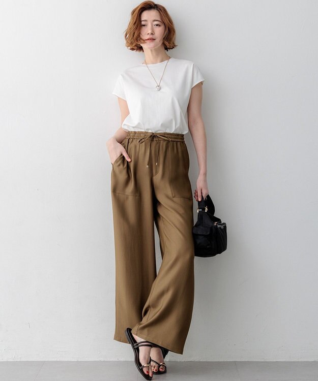 23区 S 【先行予約/WEB&一部店舗限定カラーあり】スビンハイツイスト フレンチスリーブ Tシャツ ホワイト系