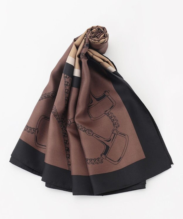 23区 ビット柄スカーフ ブラウン系