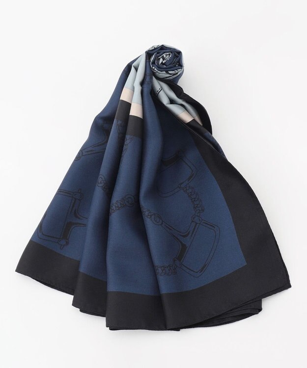 23区 ビット柄スカーフ ネイビー系