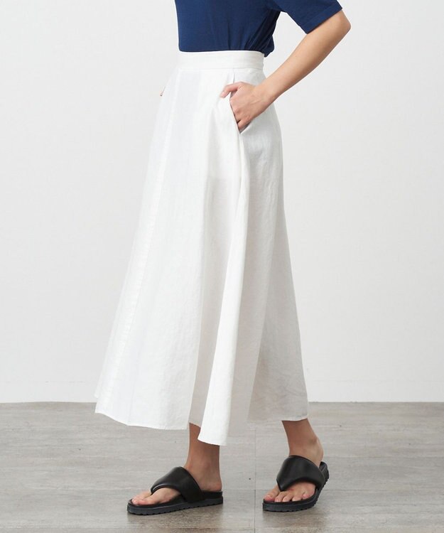 ATON HEMP OXFORD | フレアスカート WHITE