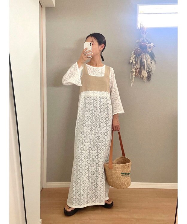 Green Parks AnriettMusee レースロングワンピース Off White